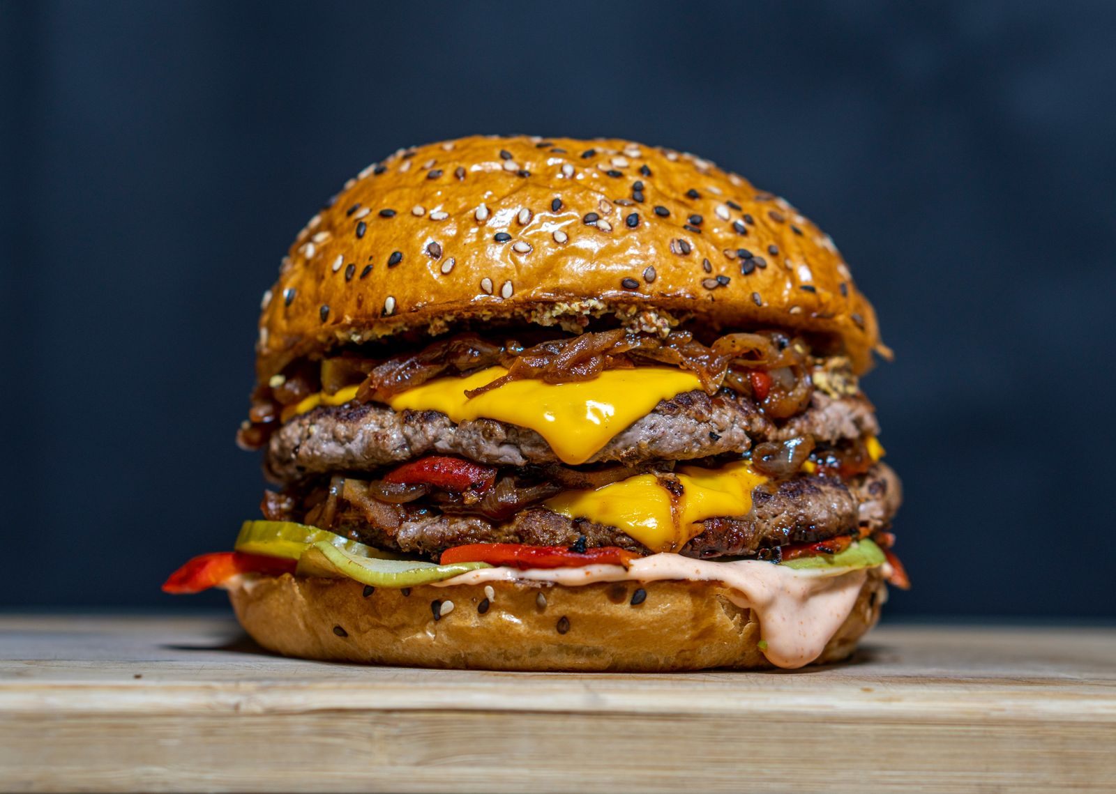 Smash burgers on a griddle